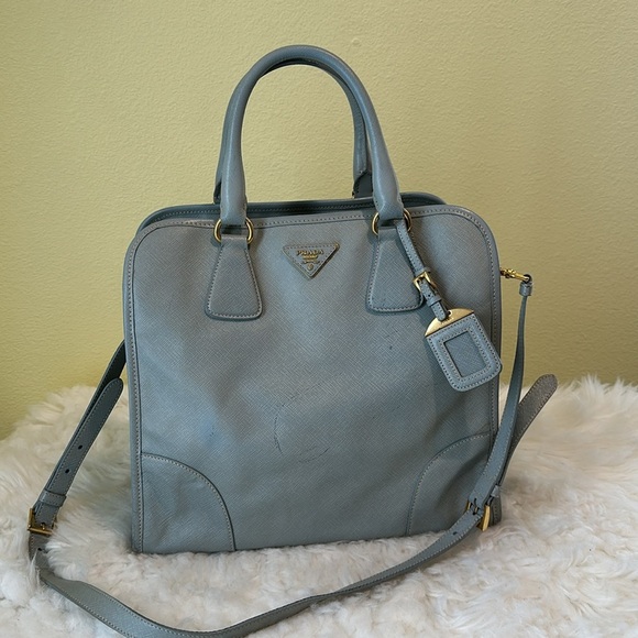 💯Authentic Prada Light Blue Safiano Leather Tote Bag🍀 - Picture 6 of 16